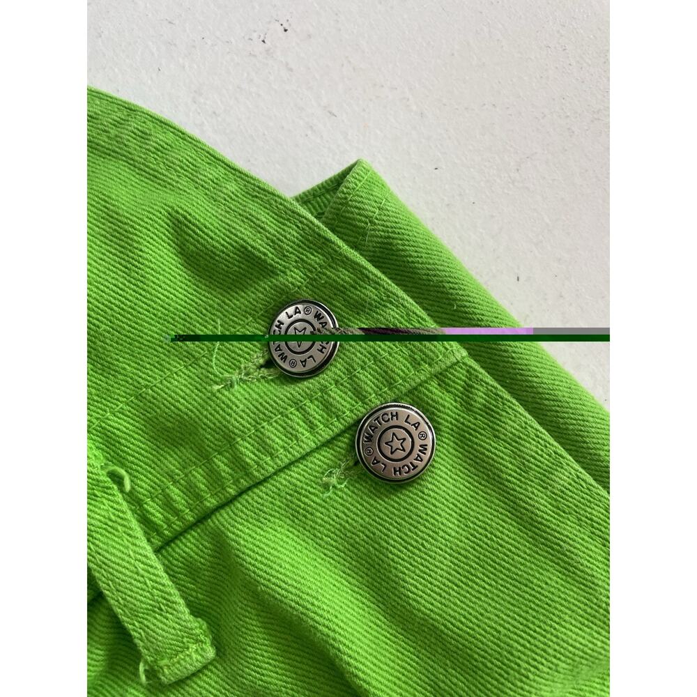Vintage WATCH L.A. Overalls Womens XL Cotton Denim Jeans GREEN Bibs USA 90s - Picture 9 of 13